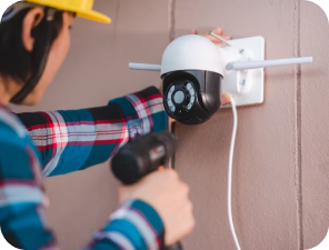 man installing camera