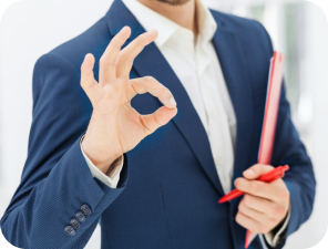 man signifying quality